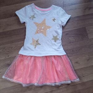 Cat & Jack White and Pink Star Dress